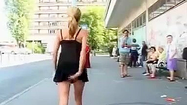 Girl Flashing Nude In A Public Crowded Street Taped on Video