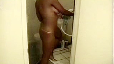 Sultry Black Girl Spied In The Steaming Shower