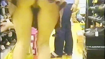 Shocking! Candid Camera Caught Woman Without Panties At Shop!