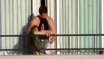Voyeur Camera Caught Amateur Couple Fucking At Balcony