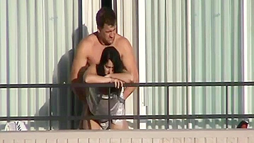 Voyeur Camera Caught Amateur Couple Fucking At Balcony