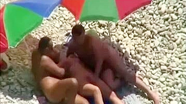 Scandalous Swingers Caught In Steamy Beach Fuckfest; Filthy Voyeur's Delight!