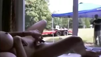 Hot, Juicy, And Horny Young Woman Masturbating In Front Of Lustful Gardener