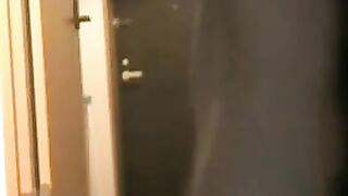 Asian Lady Flashes At The Door Secret Camera