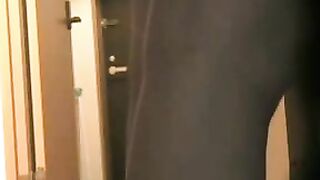 Asian Lady Flashes At The Door Secret Camera