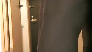 Asian Lady Flashes At The Door Secret Camera