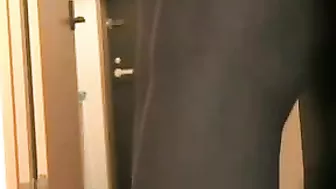 Asian Lady Flashes At The Door Secret Camera