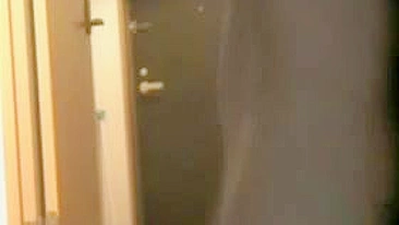 Asian Lady Flashes At The Door Secret Camera