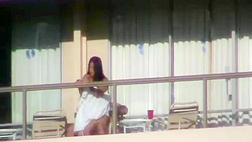 Hot Horny Young Couple Caught On Spy Cam, Fucking On Balcony