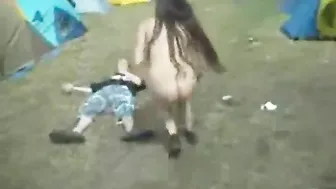 My Drunkass Sister is a Damn Festival Slut Shakin' Her Naked Ass Round the Camp!