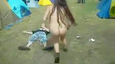 My Drunkass Sister is a Damn Festival Slut Shakin' Her Naked Ass Round the Camp!