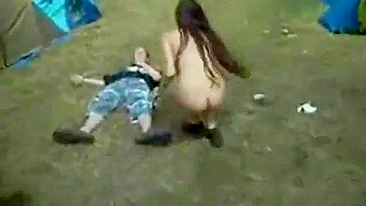 My Drunkass Sister is a Damn Festival Slut Shakin' Her Naked Ass Round the Camp!