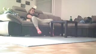 Spy camera caught - My Fuckin Chubby Mom Fingerin' Herself on the Couch!