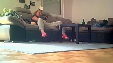 Spy camera caught - My Fuckin Chubby Mom Fingerin' Herself on the Couch!