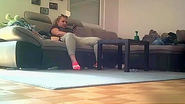 Spy camera caught - My Fuckin Chubby Mom Fingerin' Herself on the Couch!