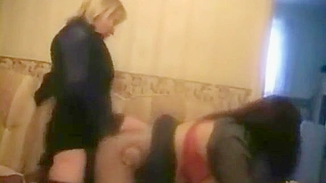 Perverted Daughter Sucks Mom's Strap-On While Hubby Watches, Learns To Be A Submissive Cum Dumpster!