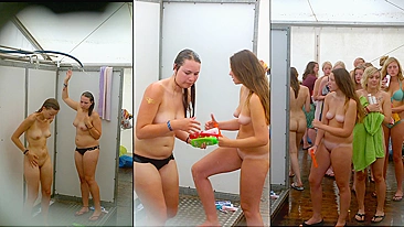 Holy Fucken Shit! Caught on Hidden Cam - High School Cheerleaders Go Naked in the Shower!