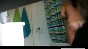 Spying on cute sister nude in bathroom