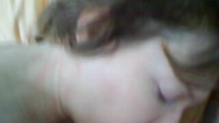 Horny whore mom sucks her young son's hard dick, a loads of cum every where!
