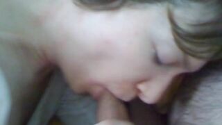 Horny whore mom sucks her young son's hard dick, a loads of cum every where!