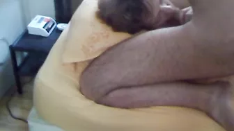 Horny whore mom sucks her young son's hard dick, a loads of cum every where!