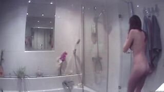 Wet and Horny, Naked Sister Caught on Hidden Cam in Steamy Shower