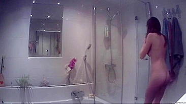 Wet and Horny, Naked Sister Caught on Hidden Cam in Steamy Shower