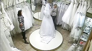 Candid camera captures bride juicy naked body in try on wedding dress in store!