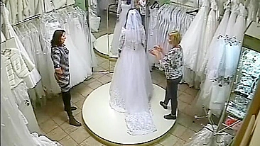 Candid camera captures bride juicy naked body in try on wedding dress in store!