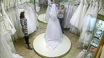 Candid camera captures bride juicy naked body in try on wedding dress in store!