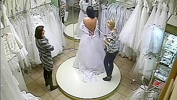 Candid camera captures bride juicy naked body in try on wedding dress in store!