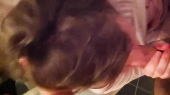 Young son's hard dick receives a blowjob from his horny, slutty mom!