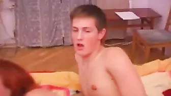 Son Busts His Dick on Momma's Titties After She Sucks His Dick Dry!