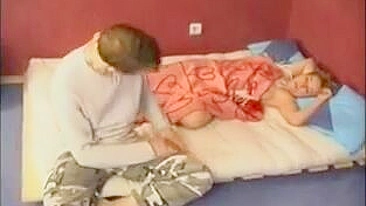 Fucking busty mom and son's hard sex on the bed - dad's away, who cares!