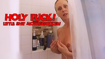 Mom discovers her perverted little shit motherfucker spying on her in the shower
