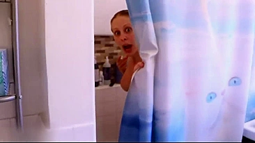 Junior's dirty little secret exposed! Mom catches him spying on her in the shower