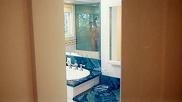 Shower-Snoopin Son Jerk Off A Dick, As Mommy Busty Catches Him In The Act!