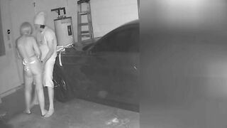 Perverted Cunt Mom Sucking Son's Dick in Hidden Cam in Garage, While Dad Drinks Beer!