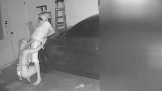 Perverted Cunt Mom Sucking Son's Dick in Hidden Cam in Garage, While Dad Drinks Beer!