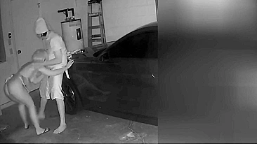 Perverted Cunt Mom Sucking Son's Dick in Hidden Cam in Garage, While Dad Drinks Beer!