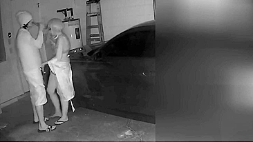 Perverted Cunt Mom Sucking Son's Dick in Hidden Cam in Garage, While Dad Drinks Beer!