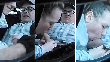 Daddy's Whore Daughter a Quickie Swallows and Sucks Father Off in Car!