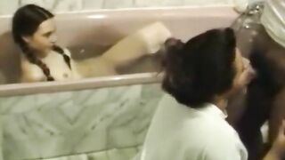 Crazy mother sucks husband's dick in front of their own daughter