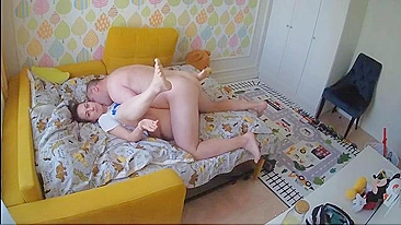 Filthy old man fucks his real daughter in her bedroom