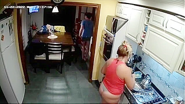 Slutty Mother is Cooking Half Naked and Gets Filthy, Son Loves It!