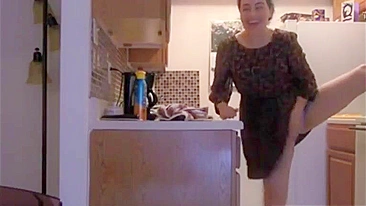Pleasures of a Hot Mother's ~ Hidden Cam Captures Her Explosive Orgasmic Masturbation in Kitchen