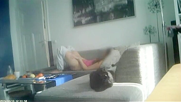 Deceitful Spouse Claims No Self-Pleasure, But Covert Footage Shows Her Wildly Plunging Fingers Into Slick Slit