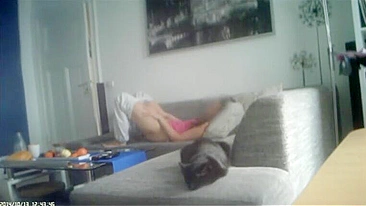 Deceitful Spouse Claims No Self-Pleasure, But Covert Footage Shows Her Wildly Plunging Fingers Into Slick Slit