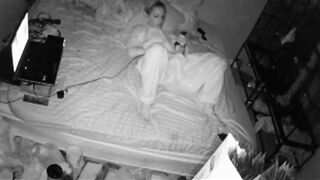 Caught on Hidden Cam! Naughty Mom Masturbates to Orgasm at Night, While the Family Sleeps