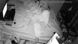 Caught on Hidden Cam! Naughty Mom Masturbates to Orgasm at Night, While the Family Sleeps